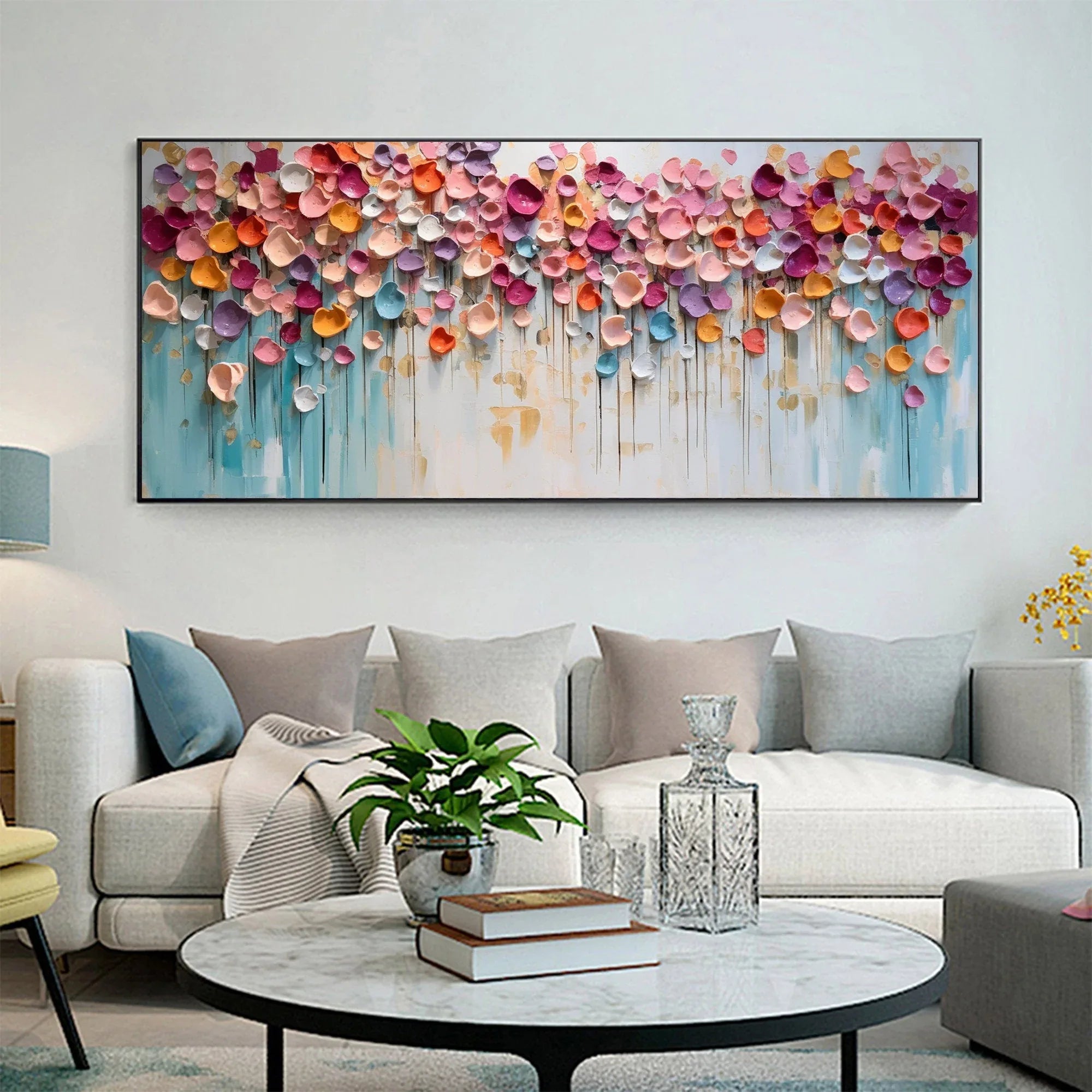 Blossoming Symphony-Modern Home Decoration Colorful Three-Dimensional Petal Abstract Wall Art - artextured