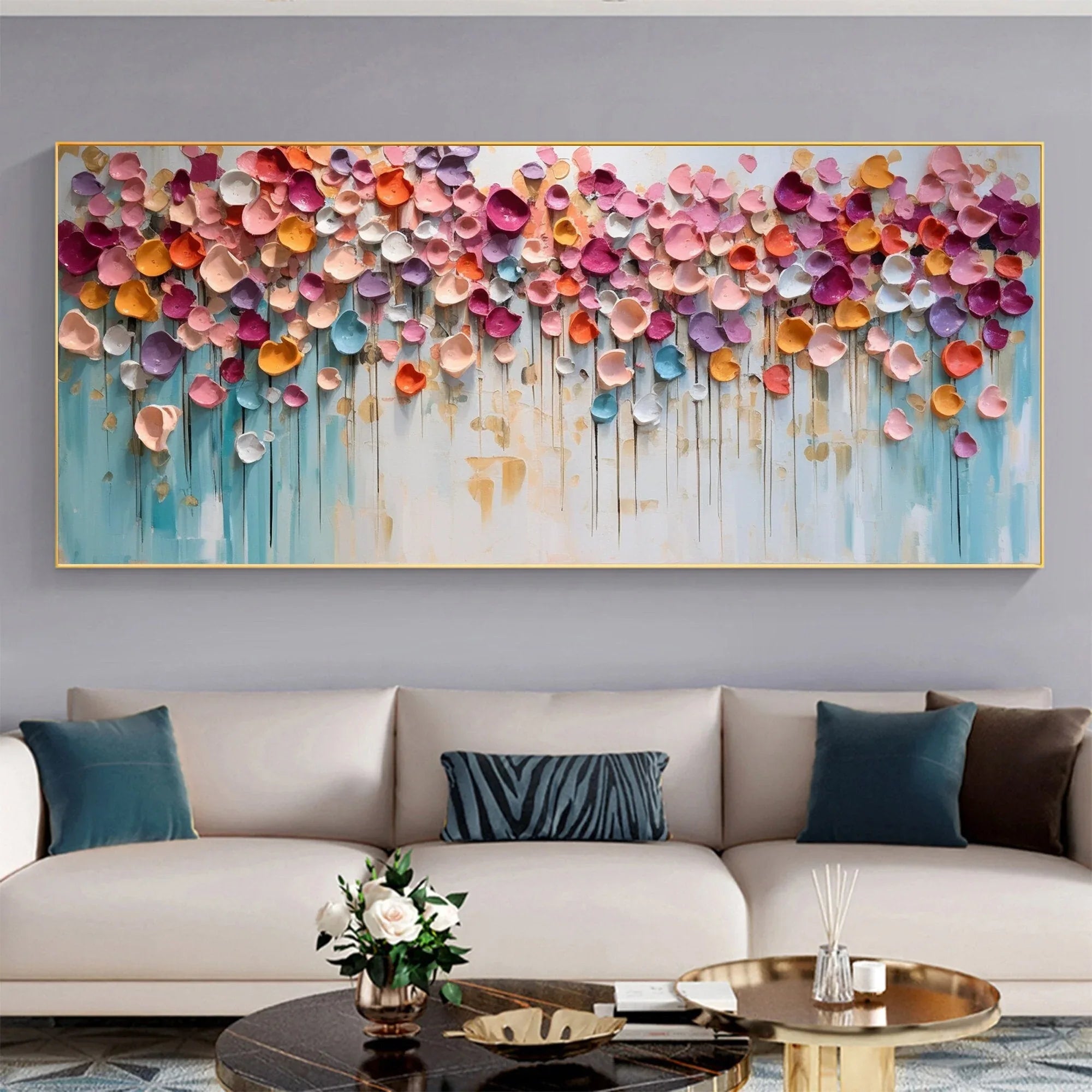 Blossoming Symphony-Modern Home Decoration Colorful Three-Dimensional Petal Abstract Wall Art - artextured