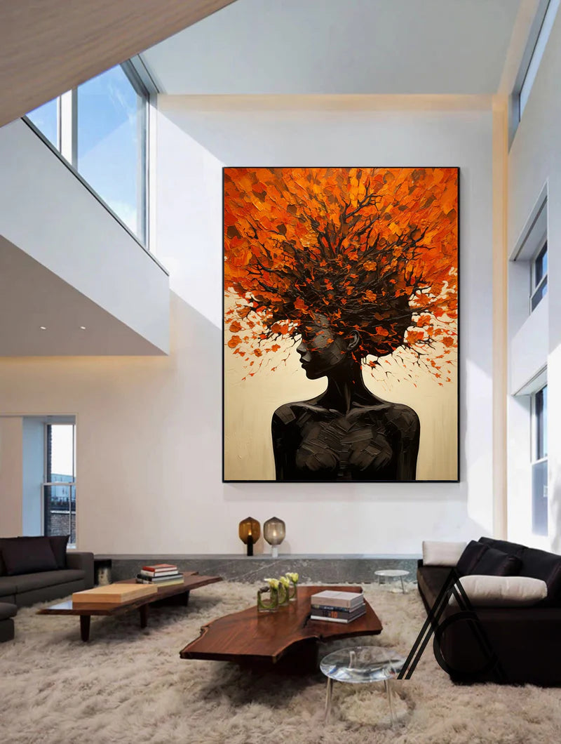 Fiery Aura – Textured Abstract Woman Canvas#AB0519012
