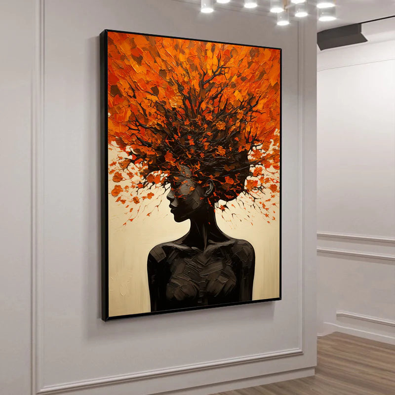 Fiery Aura – Textured Abstract Woman Canvas#AB0519012