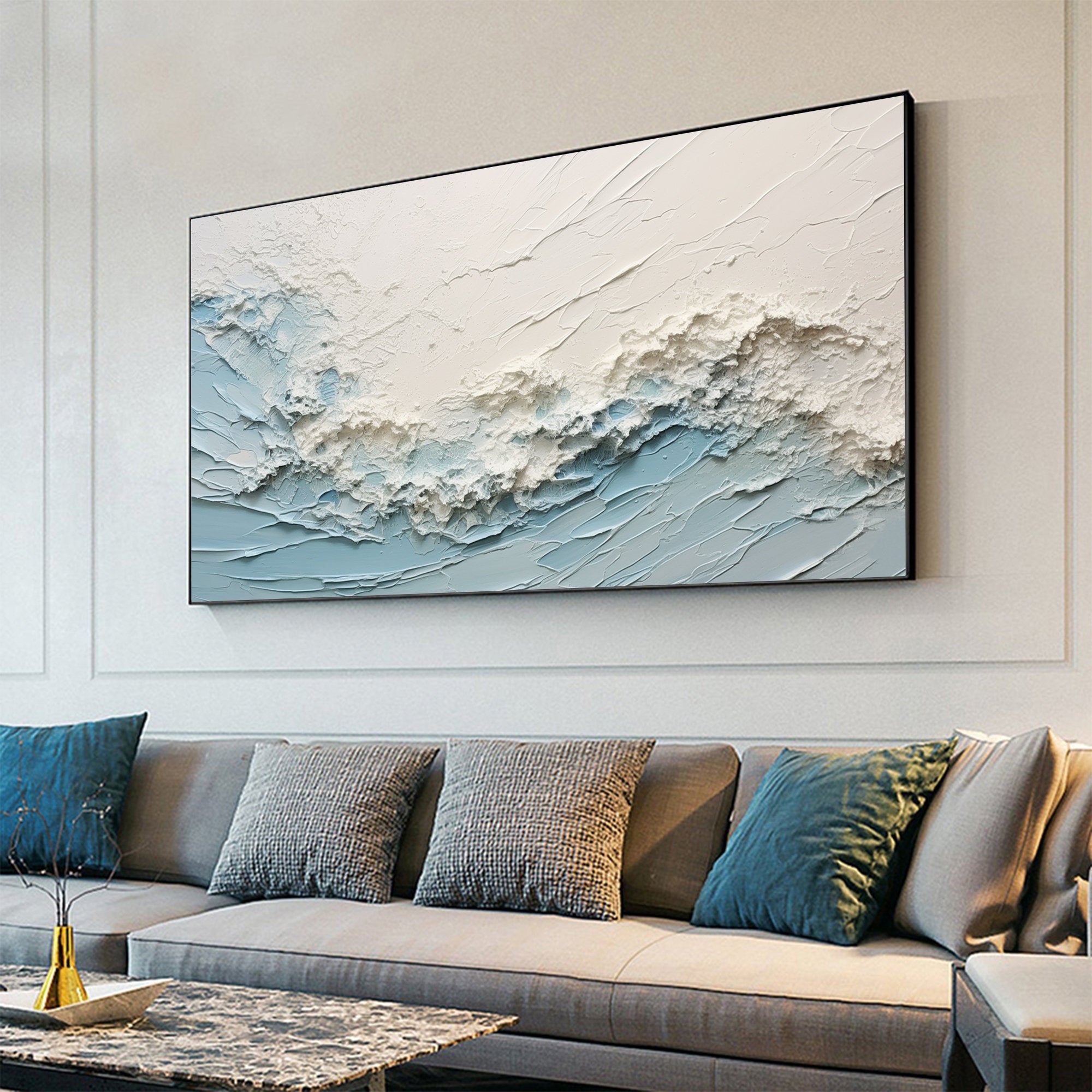 Oceanic Serenity - Abstract Textured Wave Wall Art