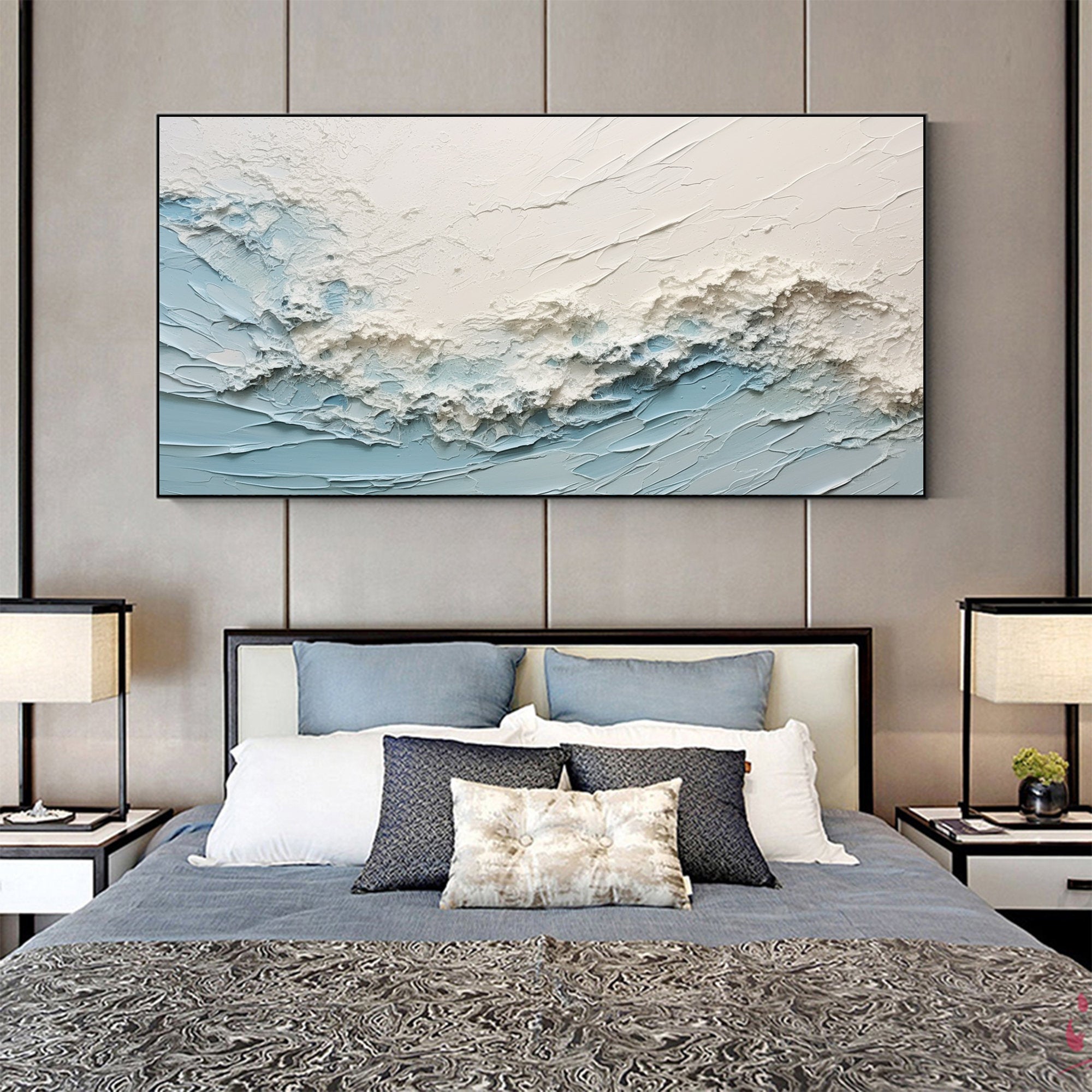 Oceanic Serenity - Abstract Textured Wave Wall Art