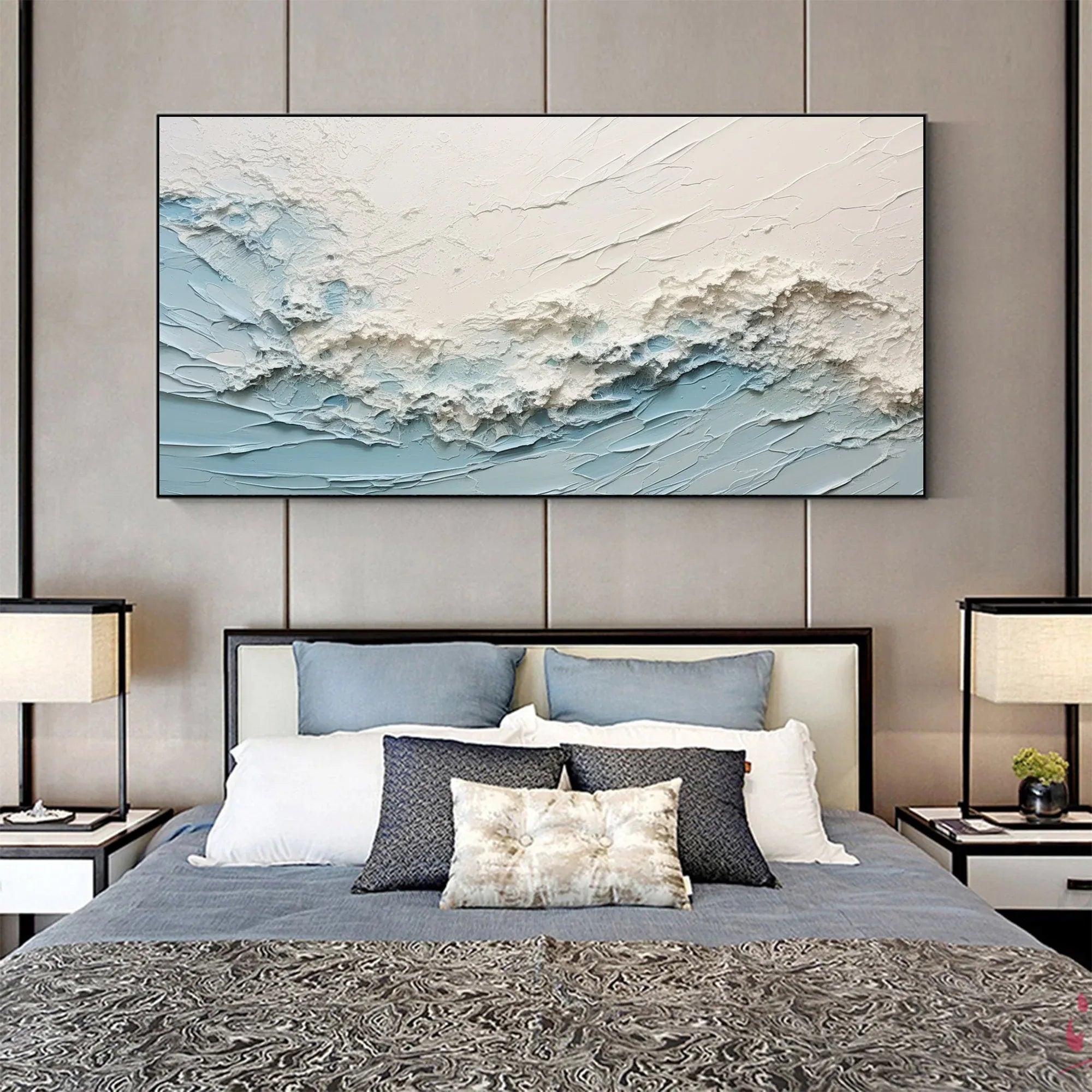 Oceanic Serenity - Abstract Textured Wave Wall Art - artextured