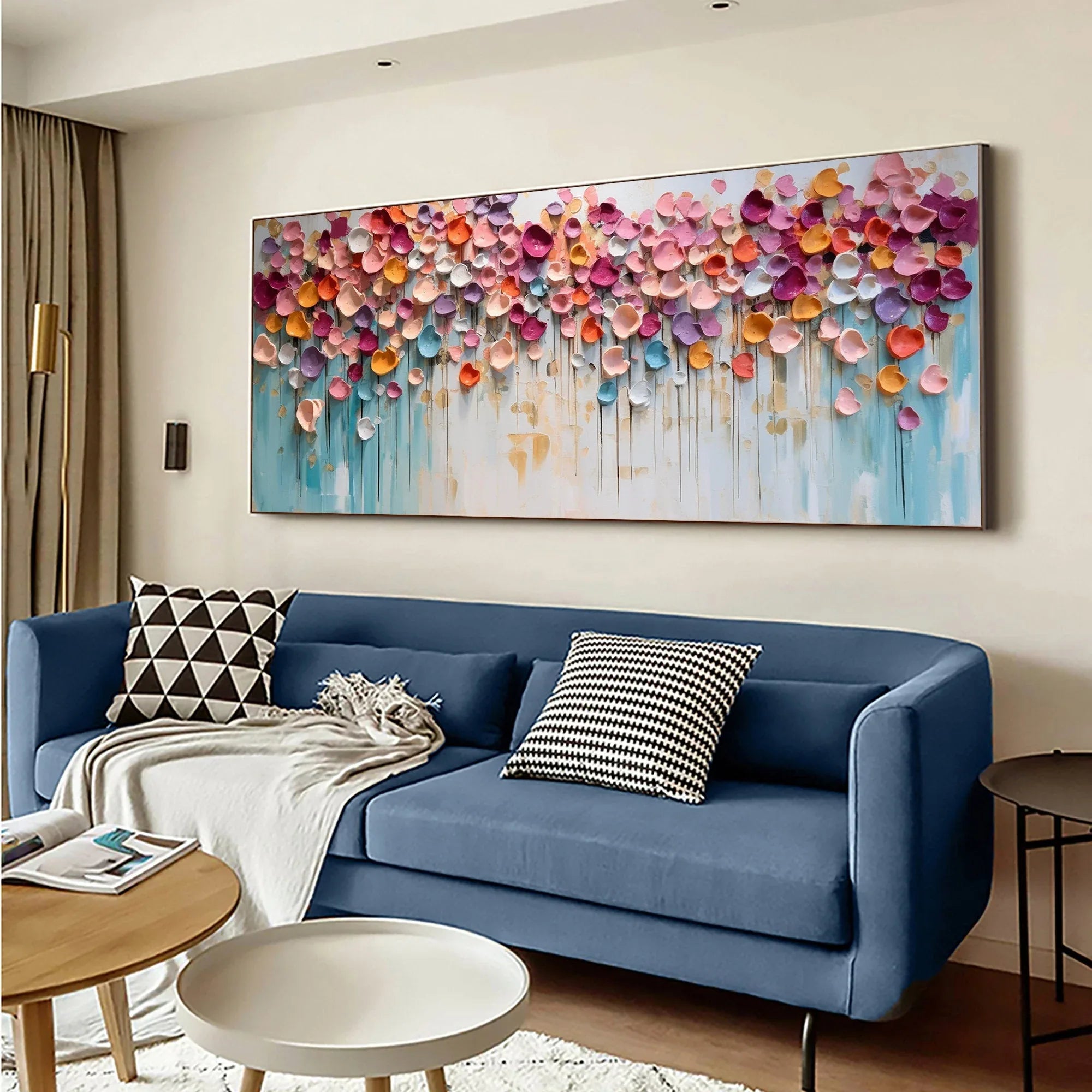 Blossoming Symphony-Modern Home Decoration Colorful Three-Dimensional Petal Abstract Wall Art - artextured