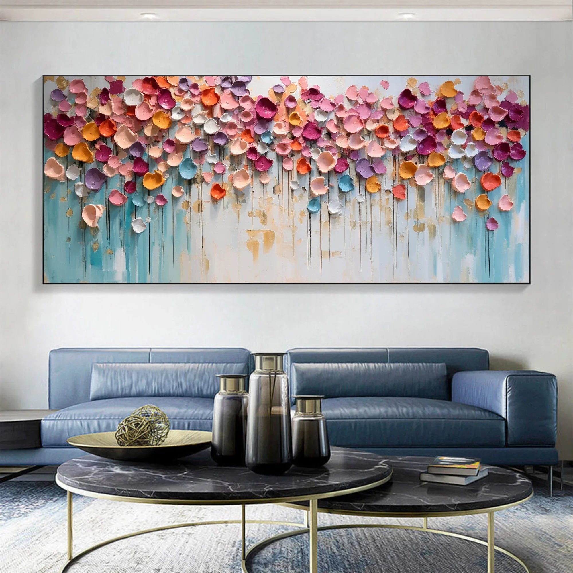 Blossoming Symphony-Modern Home Decoration Colorful Three-Dimensional Petal Abstract Wall Art - artextured