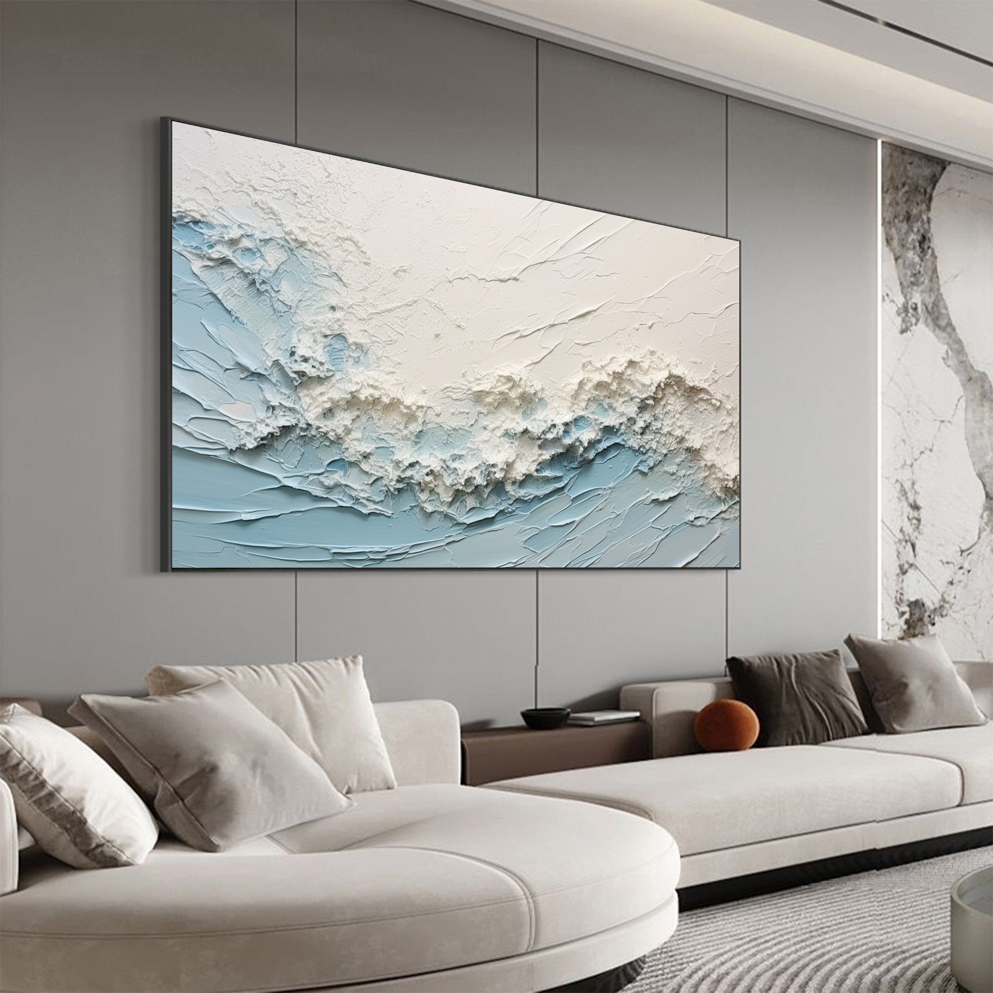 Oceanic Serenity - Abstract Textured Wave Wall Art