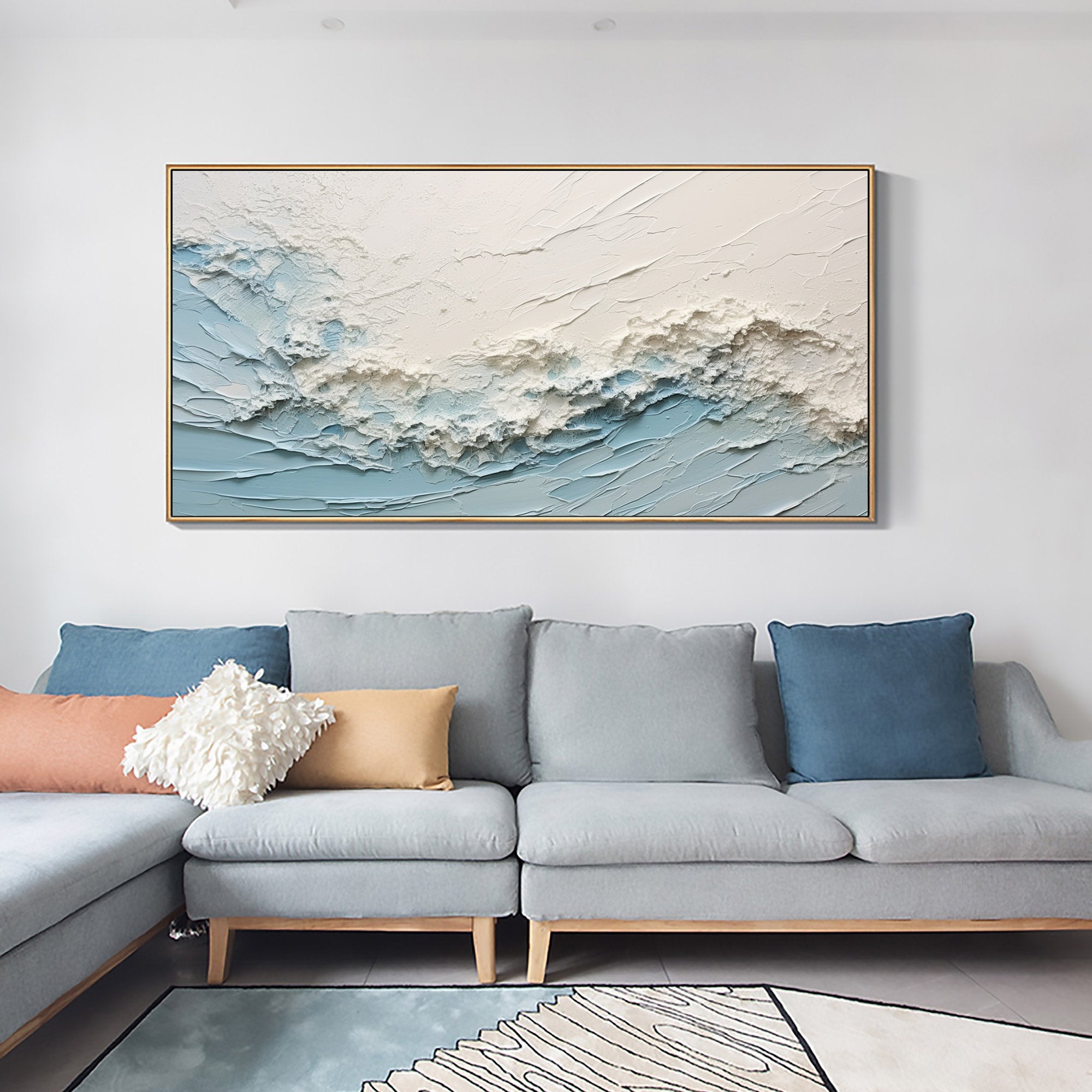 Oceanic Serenity - Abstract Textured Wave Wall Art