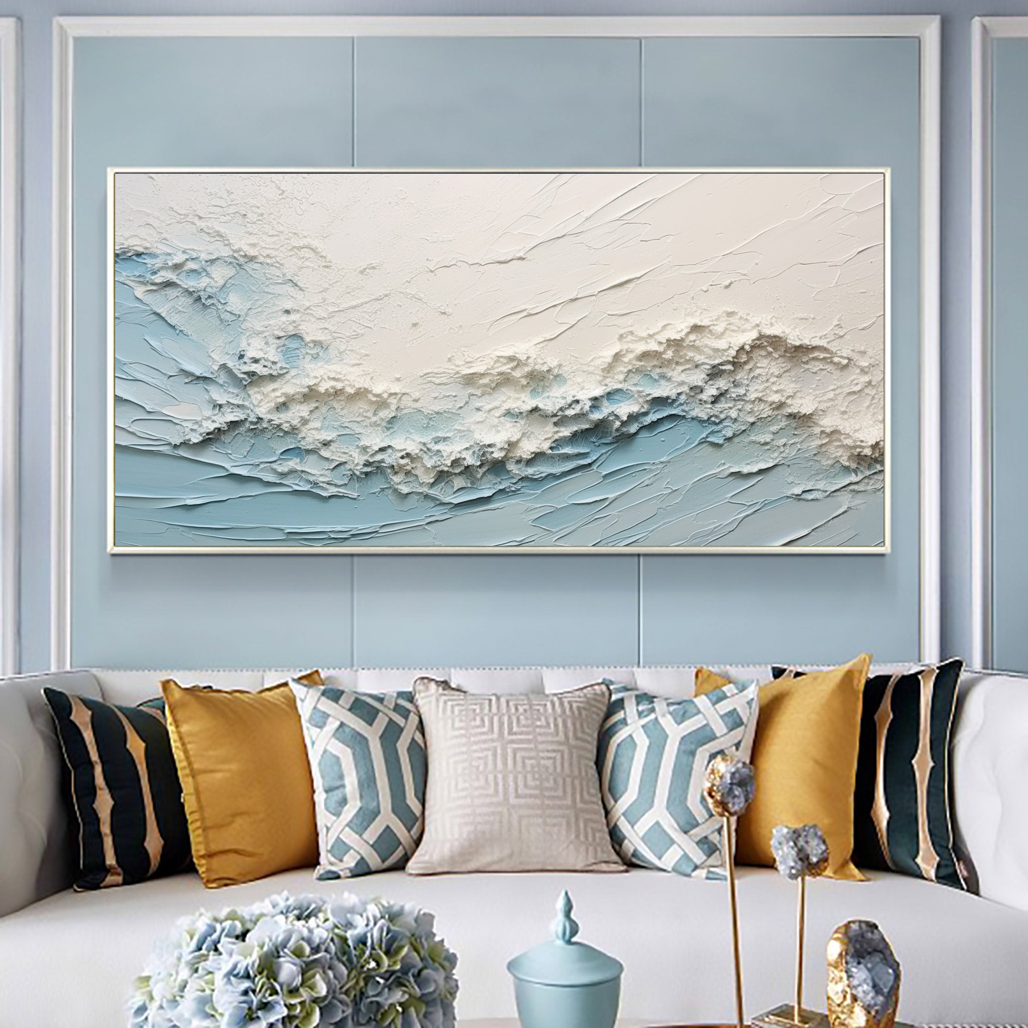 Oceanic Serenity - Abstract Textured Wave Wall Art