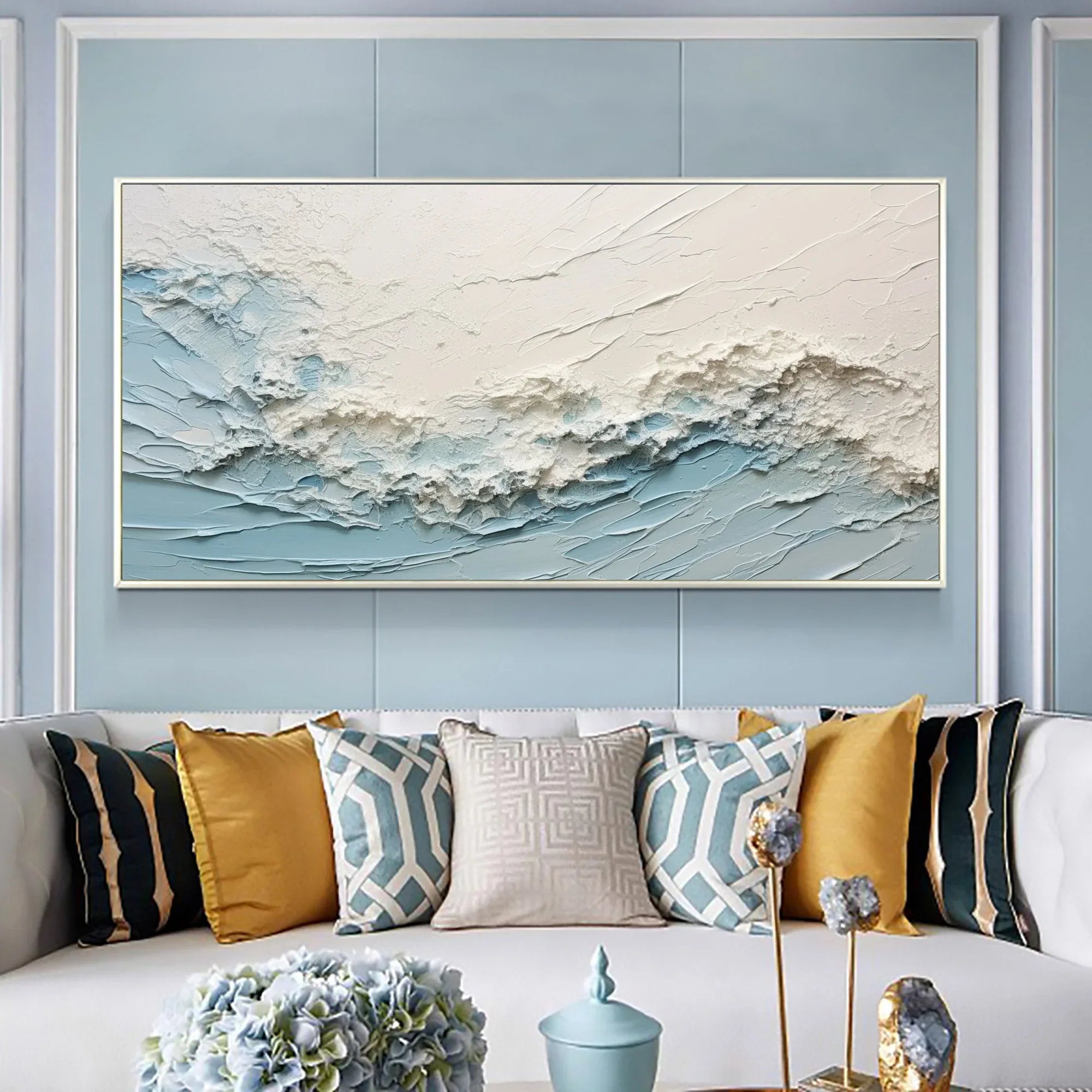 Oceanic Serenity - Abstract Textured Wave Wall Art - artextured