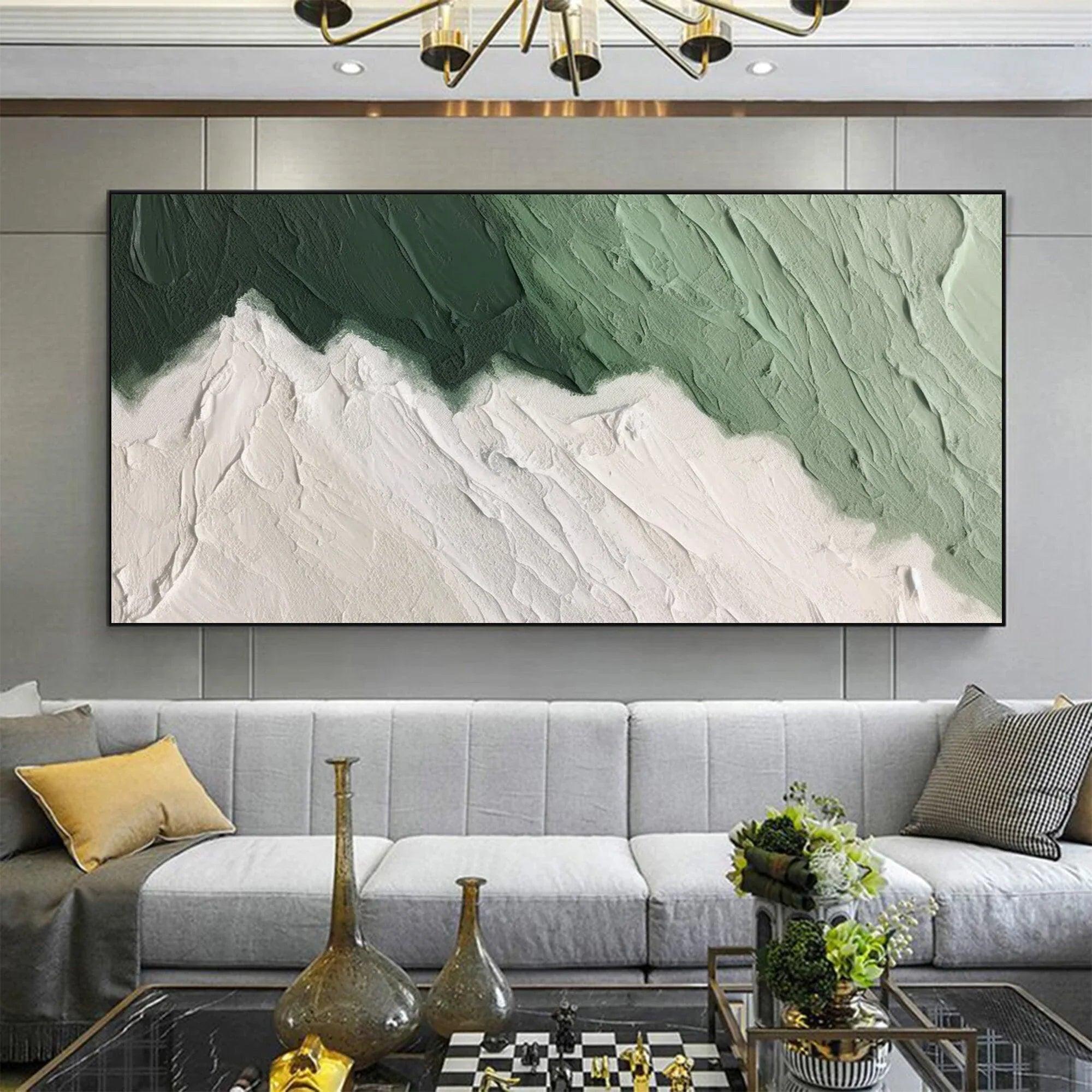 Emerald Peaks -Modern Minimalist Hand drawn Mountain Texture Wall Art - artextured