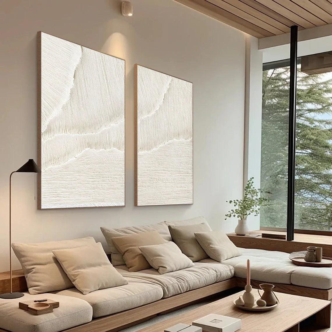 Desert Breeze - Dual Minimalist Textured Wall Art SET OF 2 - artextured