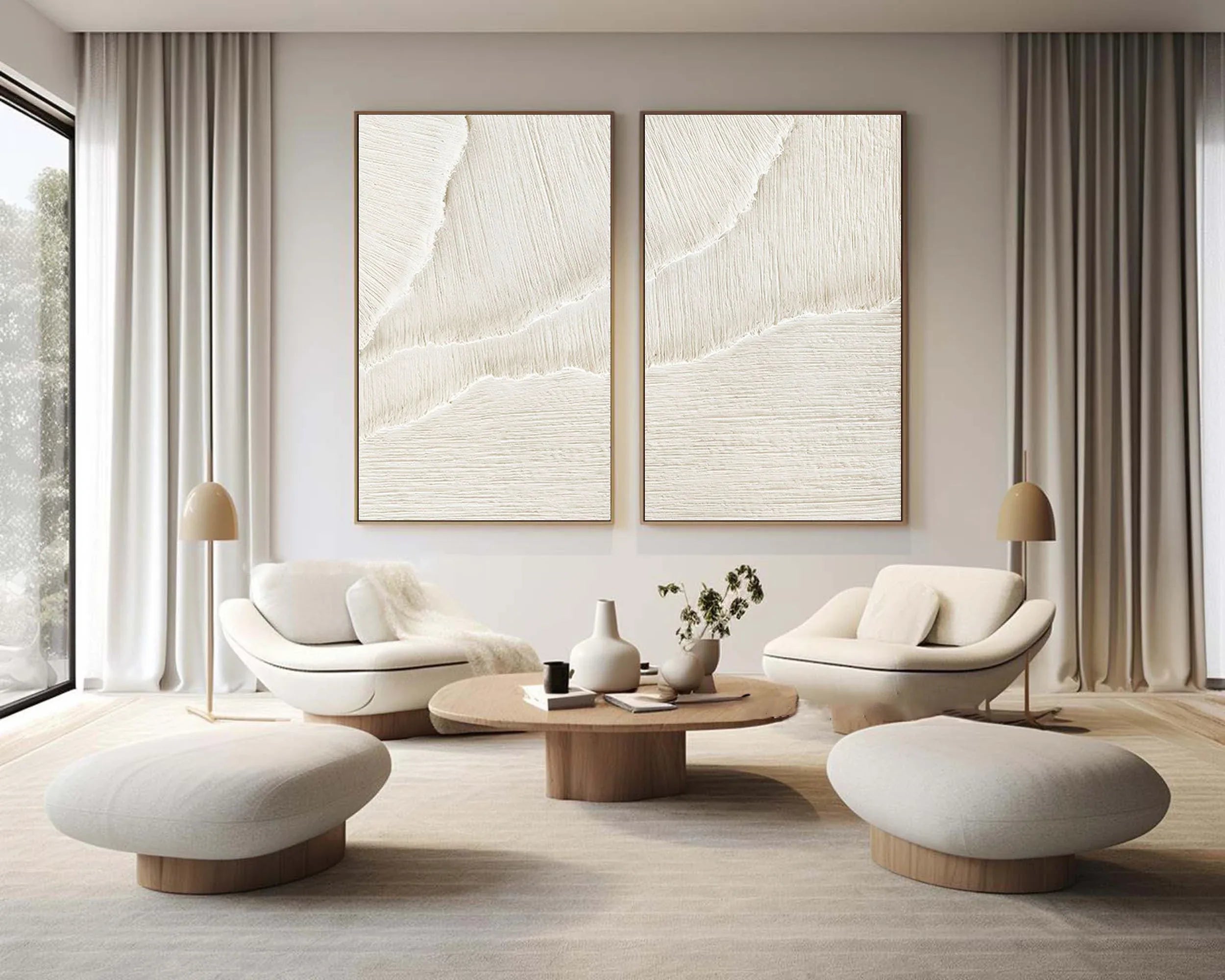 Desert Breeze - Dual Minimalist Textured Wall Art SET OF 2 - artextured