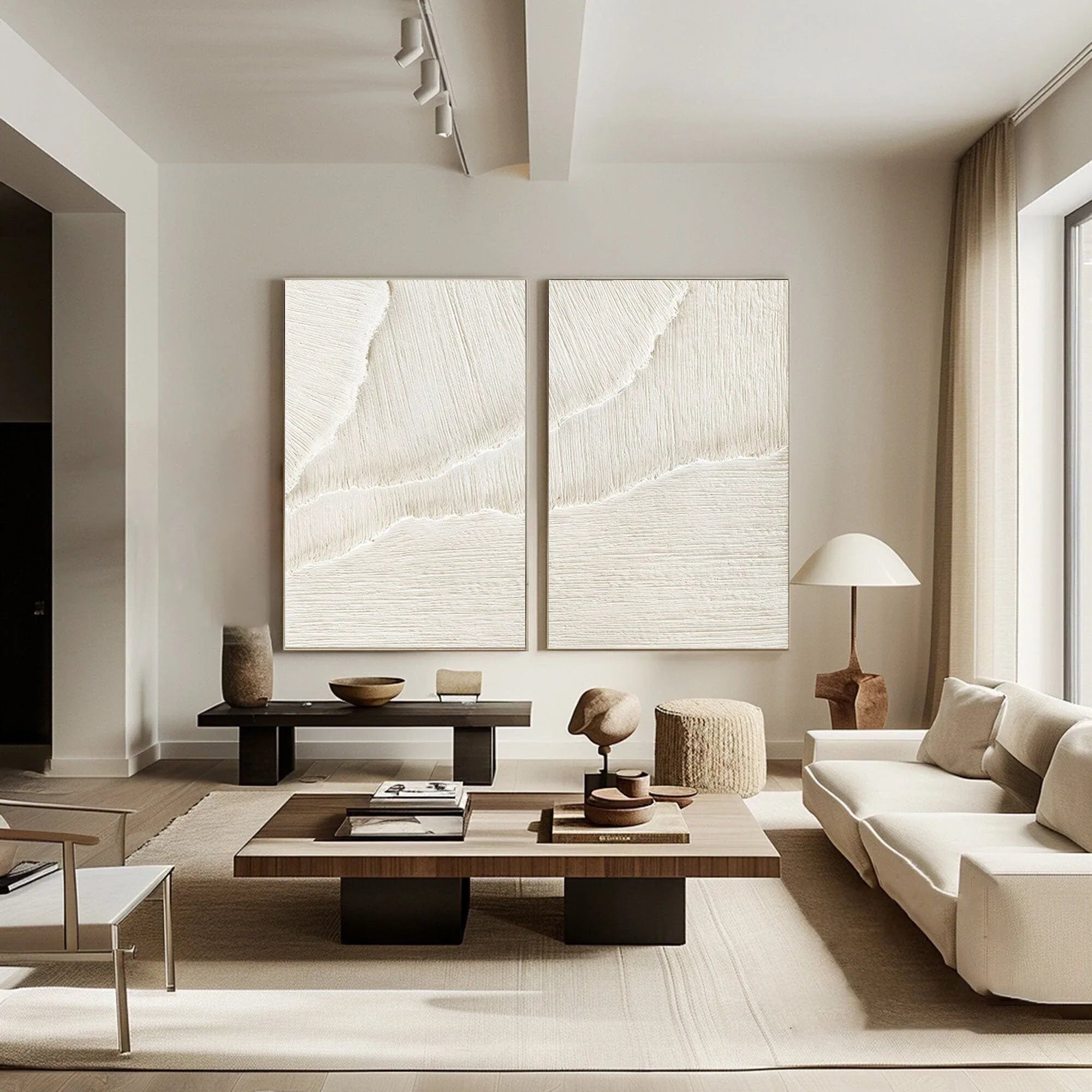 Desert Breeze - Dual Minimalist Textured Wall Art SET OF 2 - artextured