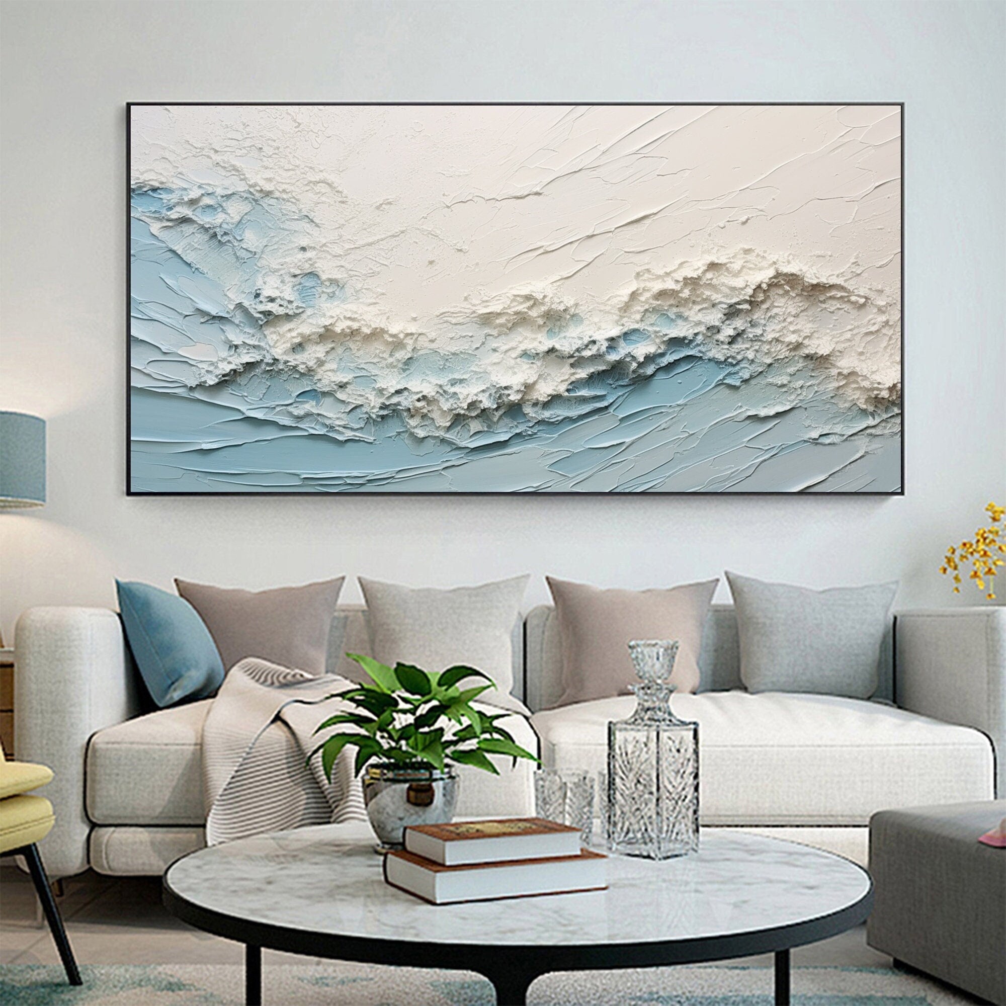Oceanic Serenity - Abstract Textured Wave Wall Art
