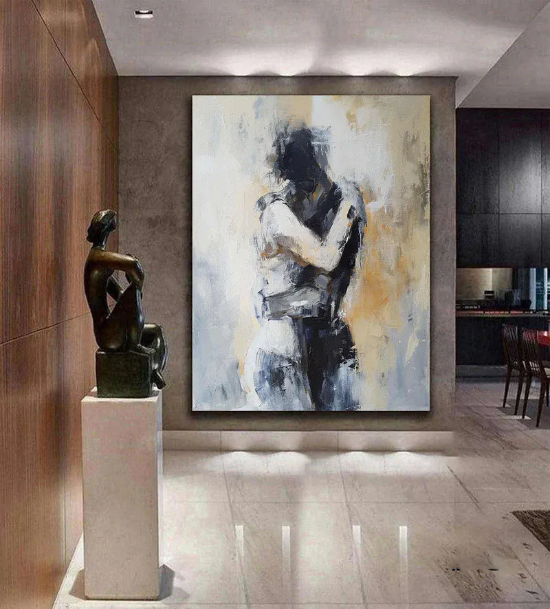 Embrace – Textured Abstract Couple Canvas#AB0519008