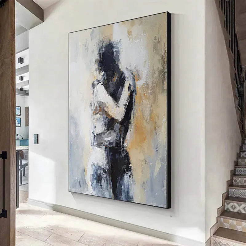 Embrace – Textured Abstract Couple Canvas#AB0519008