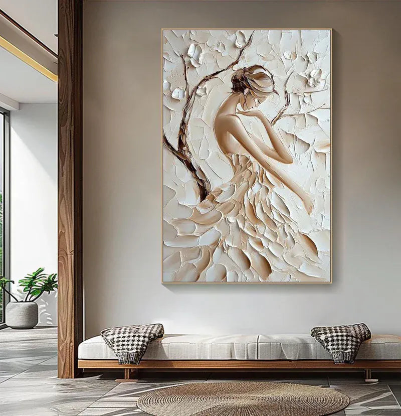 Graceful Silhouette – Textured Woman Canvas Art#AB0519011