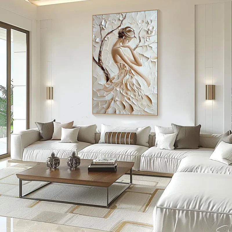 Graceful Silhouette – Textured Woman Canvas Art#AB0519011