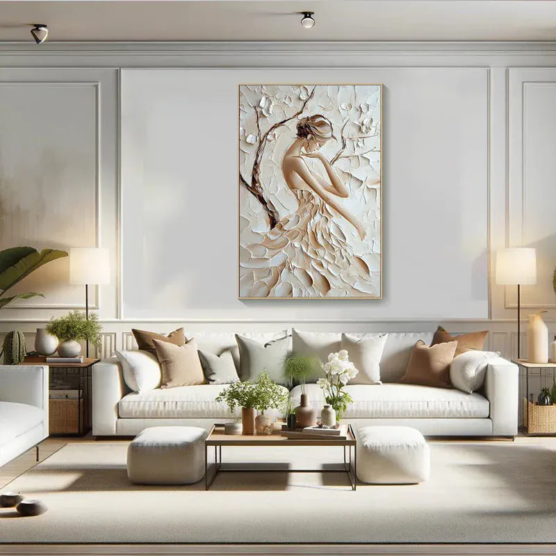 Graceful Silhouette – Textured Woman Canvas Art#AB0519011
