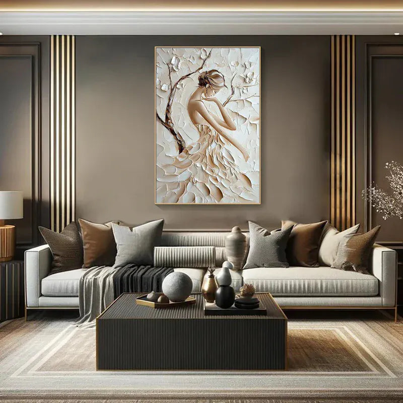 Graceful Silhouette – Textured Woman Canvas Art#AB0519011