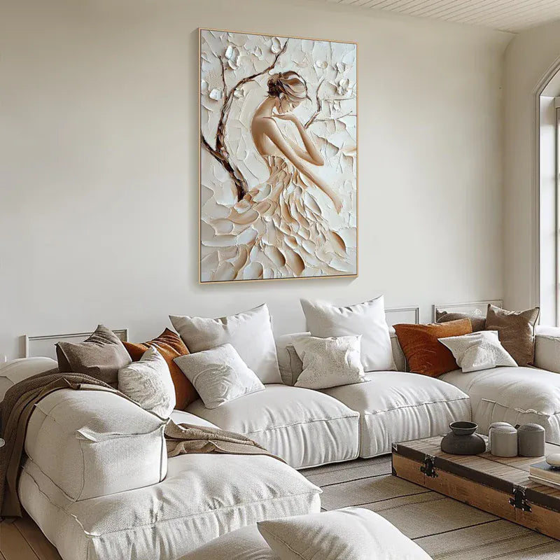 Graceful Silhouette – Textured Woman Canvas Art#AB0519011