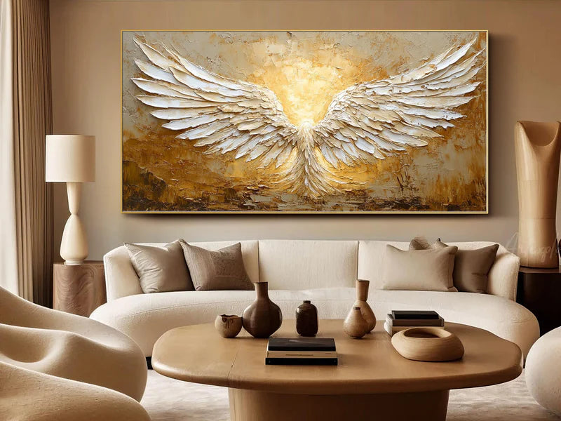 White Phoenix Textured Oil Painting – 3D White Phoenix Wall Art#AB0519071