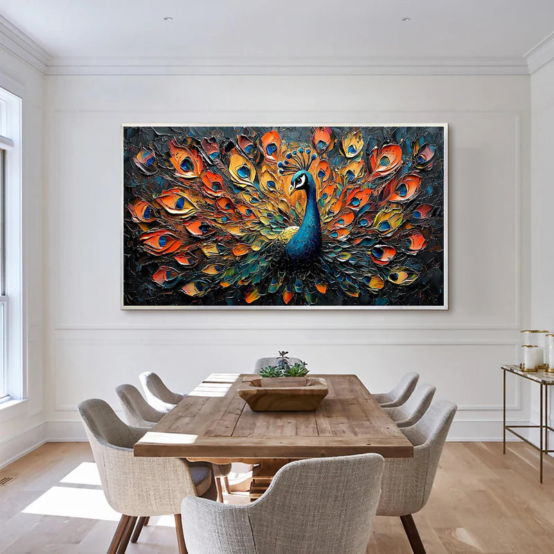 Majestic Peacock – Textured Peacock Canvas Art#AB0519032