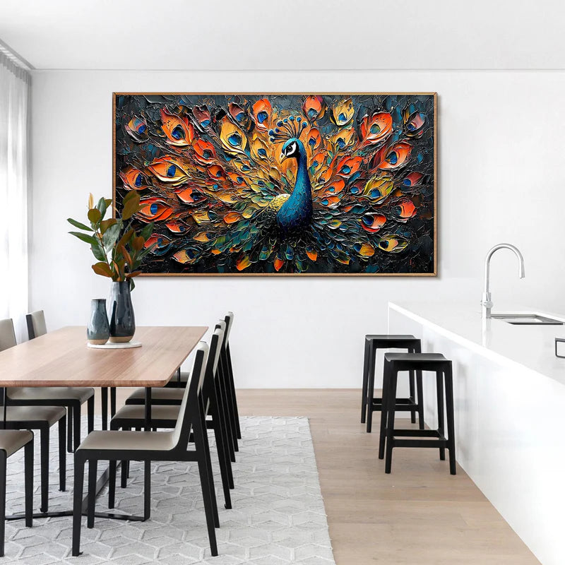 Majestic Peacock – Textured Peacock Canvas Art#AB0519032