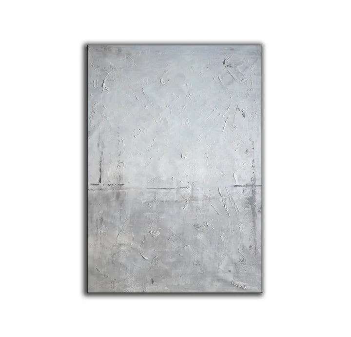 Whispering Tides-Modern Minimalist Style Gray White Texture Abstract Wall Art