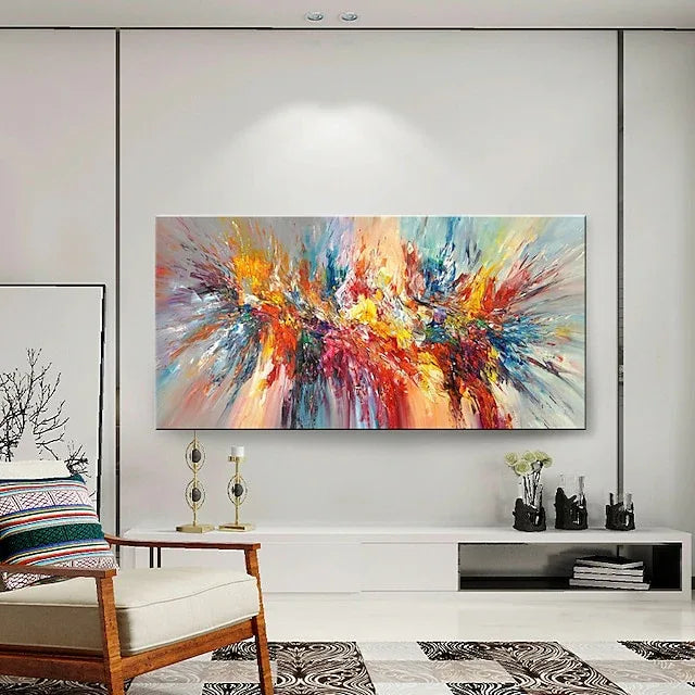 Explosive Color Burst-Abstract Color Energy Hand-Painted Texture Wall Art - artextured