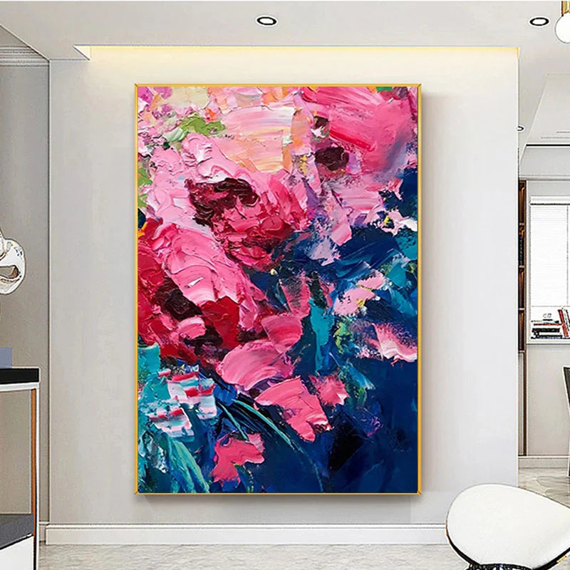 Kiss of Spring-Modern Abstract Thick Painted Floral Wall Art