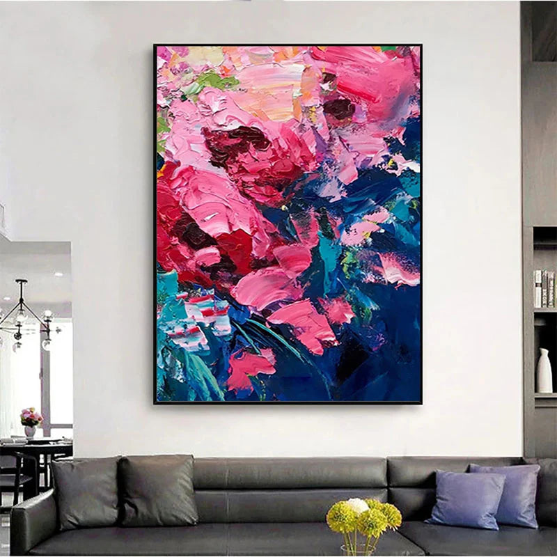 Kiss of Spring-Modern Abstract Thick Painted Floral Wall Art