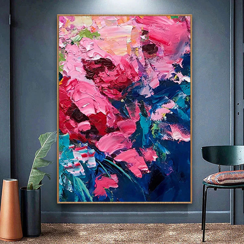 Kiss of Spring-Modern Abstract Thick Painted Floral Wall Art