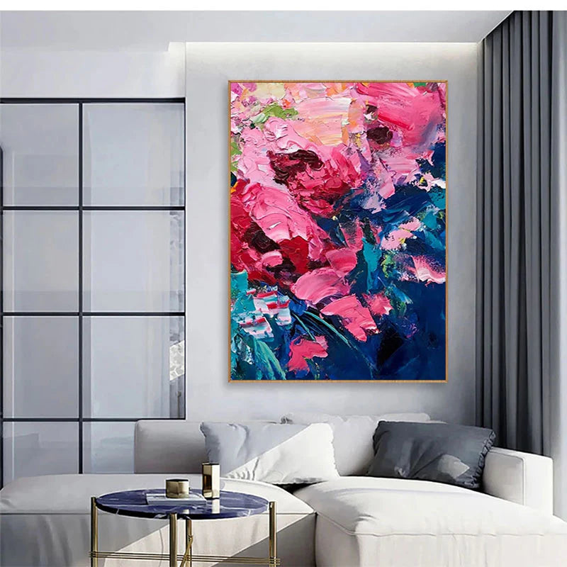 Kiss of Spring-Modern Abstract Thick Painted Floral Wall Art