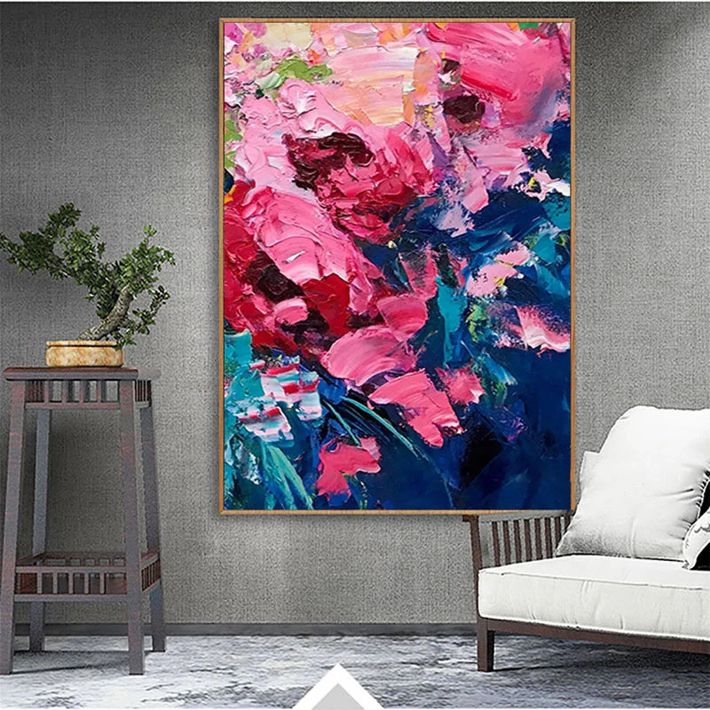 Kiss of Spring-Modern Abstract Thick Painted Floral Wall Art