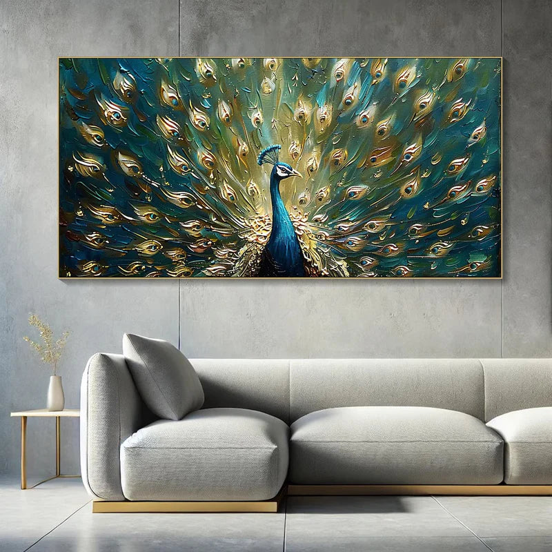 Regal Peacock – Textured Peacock Canvas Art#AB0519030