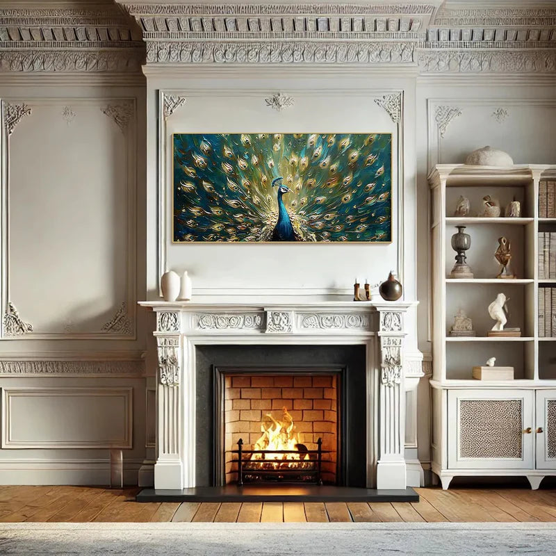 Regal Peacock – Textured Peacock Canvas Art#AB0519030
