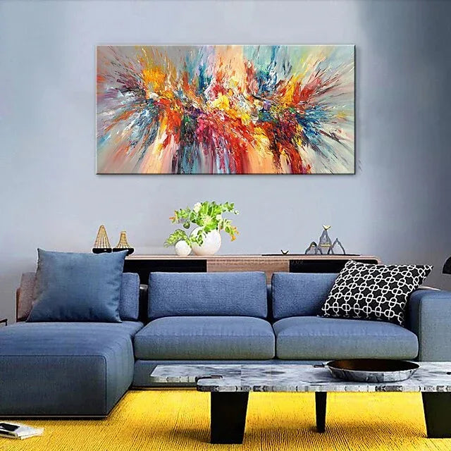 Explosive Color Burst-Abstract Color Energy Hand-Painted Texture Wall Art - artextured