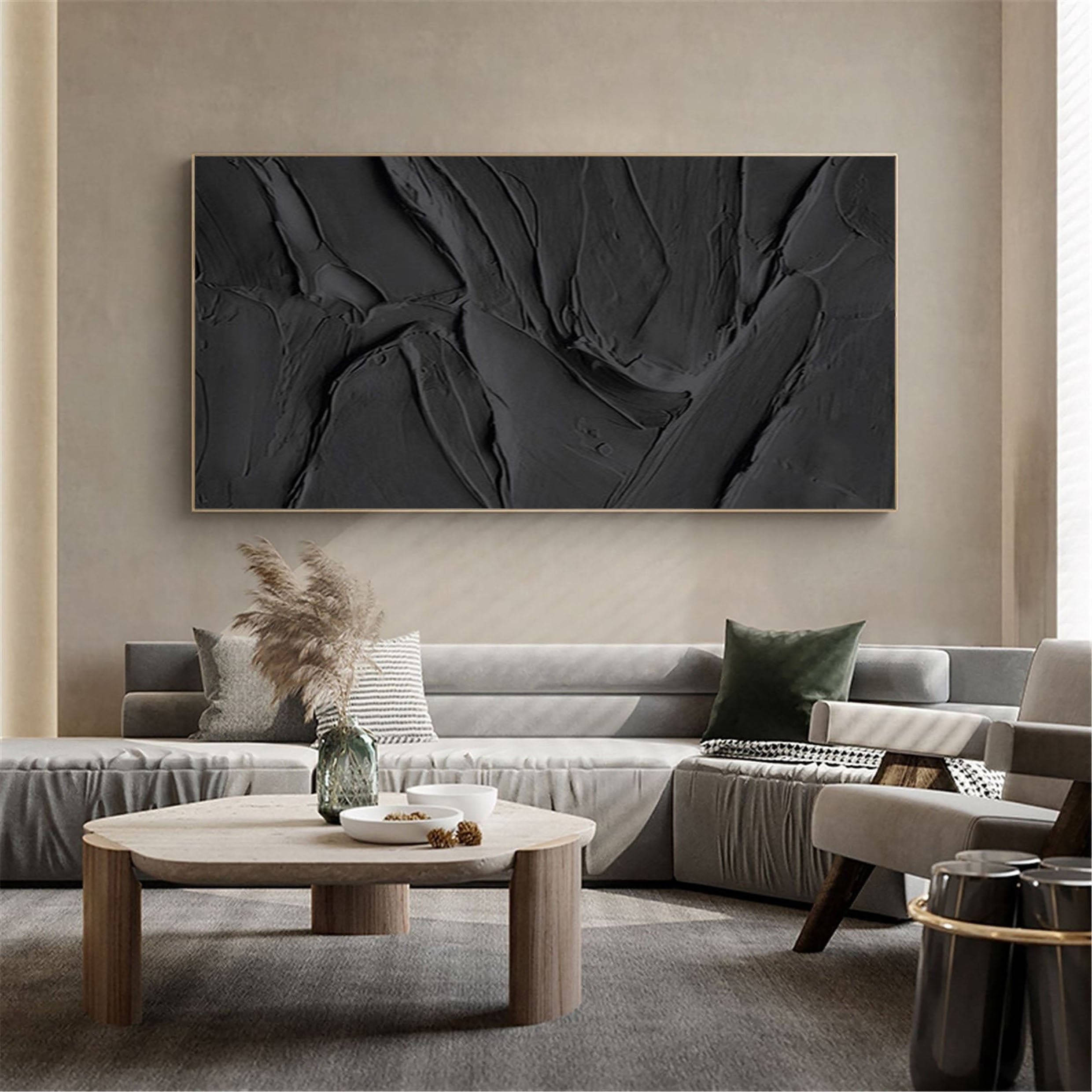 Velvet Shadows: Abstract Textured Canvas Art