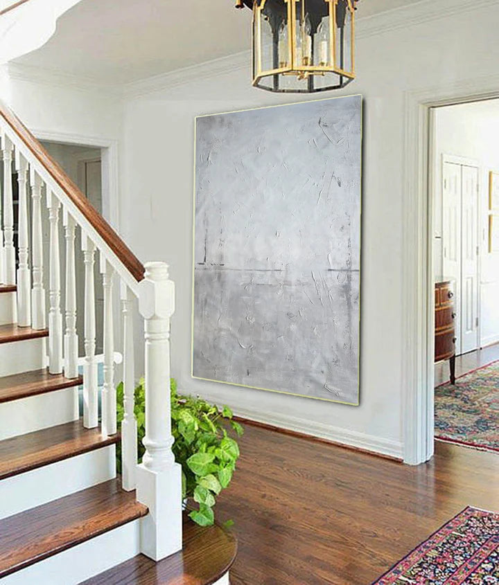 Whispering Tides-Modern Minimalist Style Gray White Texture Abstract Wall Art