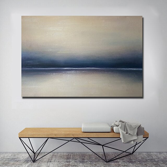 Tranquil Seascape-Hand-Painted Minimalist Abstract Horizon Oil Painting Wall Art