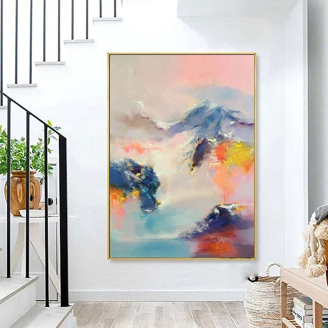 Abstract Mountain Dream-Hand-Painted Abstract Landscape Dream-Like Oil Painting Wall Art - artextured
