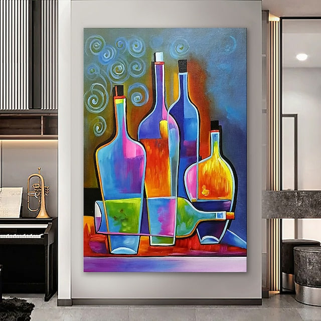 Vibrant Bottles-Geometric Abstract Color Bottle Wall Art