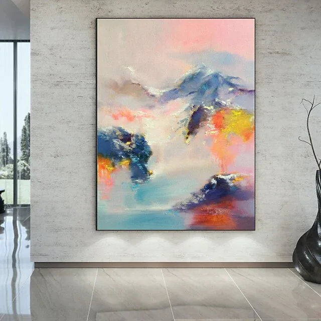 Abstract Mountain Dream-Hand-Painted Abstract Landscape Dream-Like Oil Painting Wall Art - artextured