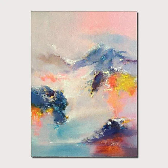 Abstract Mountain Dream-Hand-Painted Abstract Landscape Dream-Like Oil Painting Wall Art - artextured