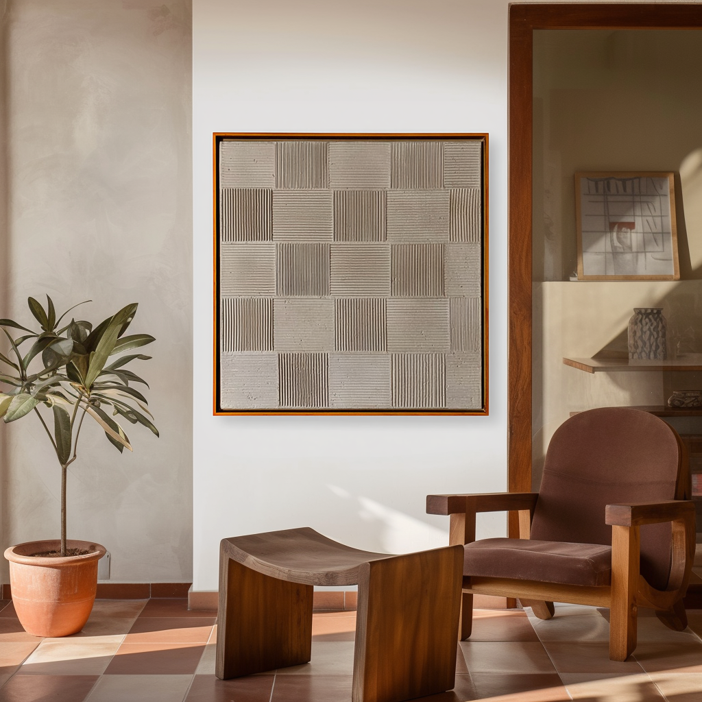 Quiet Rhythm - Neutral Geometric Textured Wall Art#wp260036