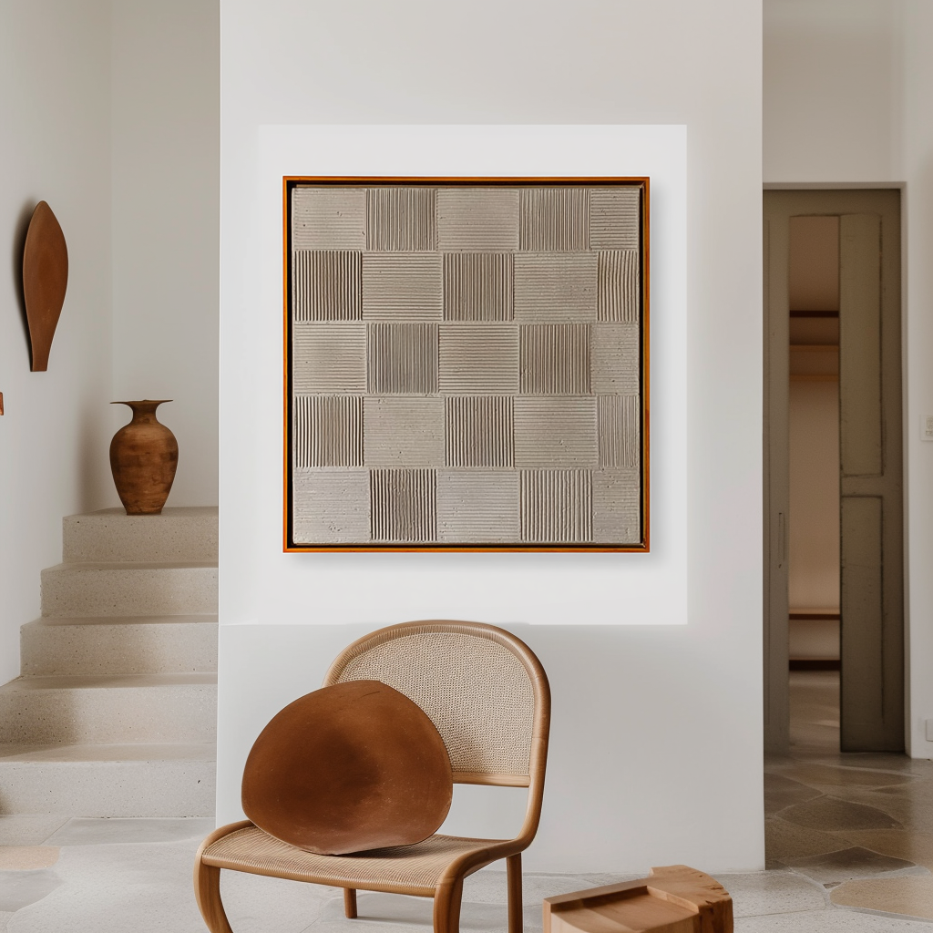 Quiet Rhythm - Neutral Geometric Textured Wall Art#wp260036