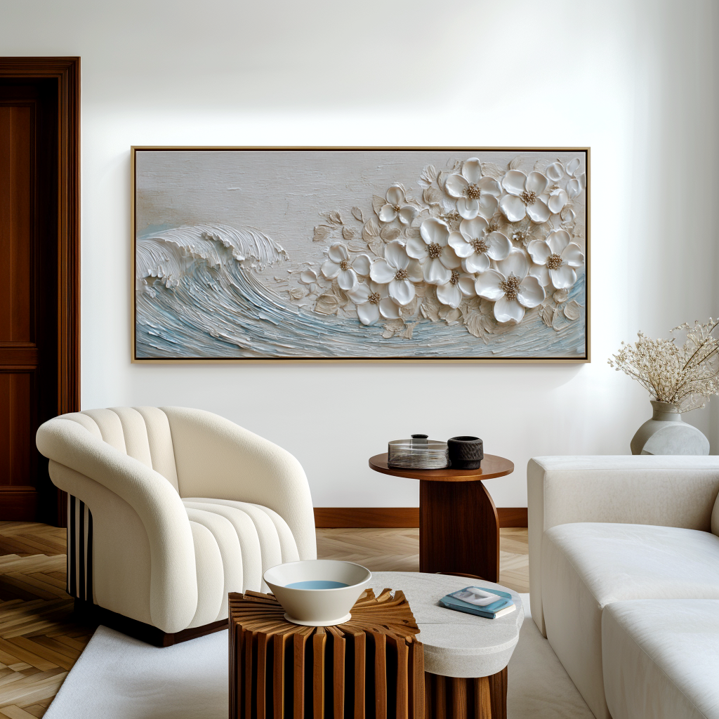 Blooming Tide Textured Floral Abstract Canvas Wall Art#AB14262