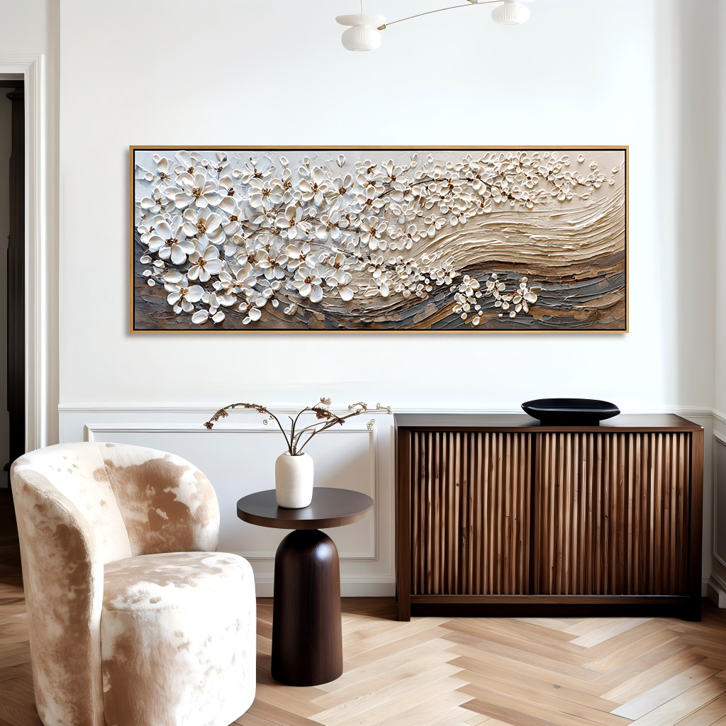 Petals in Motion Textured Floral Abstract Canvas Wall Art#AB14263