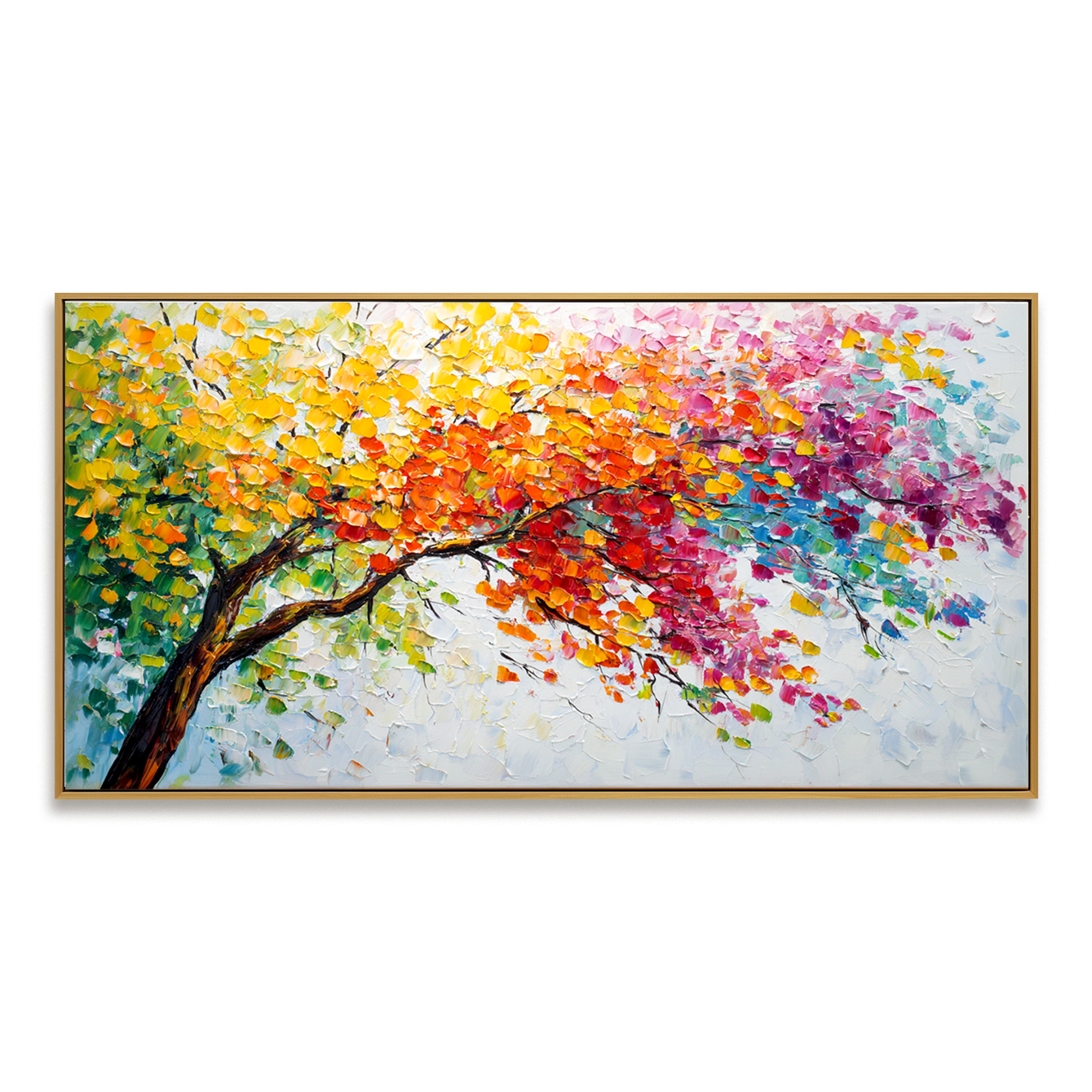 Branches of Light Textured Abstract Tree Canvas Wall Art#AB14269